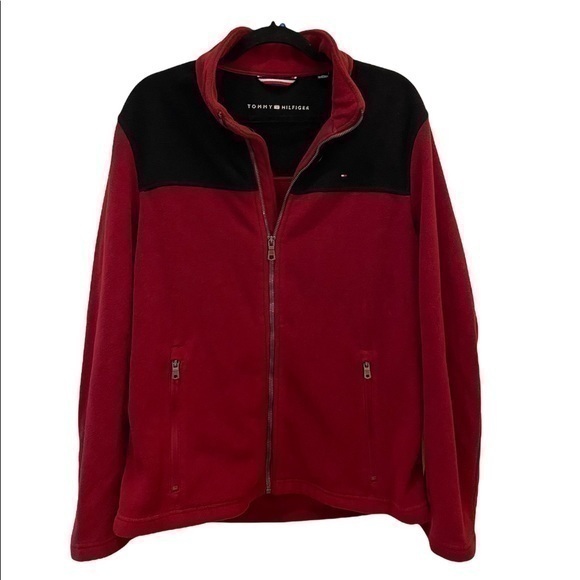 Tommy Hilfiger Fleece Red Black Full Zip Up Jacket 
Men Medium 
Condition 8/10 - Picture 1 of 10
